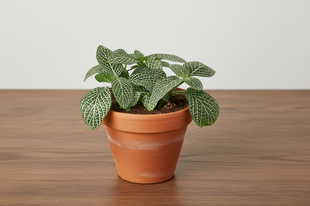 Potted plant with green leaves on a white background