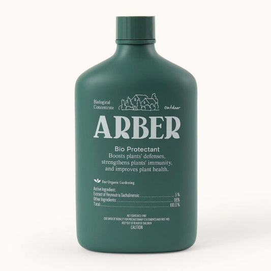 Dark green Arber Organic Bio Protectant bottle with white label text, 1 liter size.