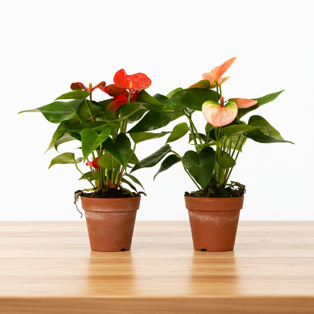 Two potted plants with red and pink flowers on a white background izzys tropicals and plant|izzyplants.com