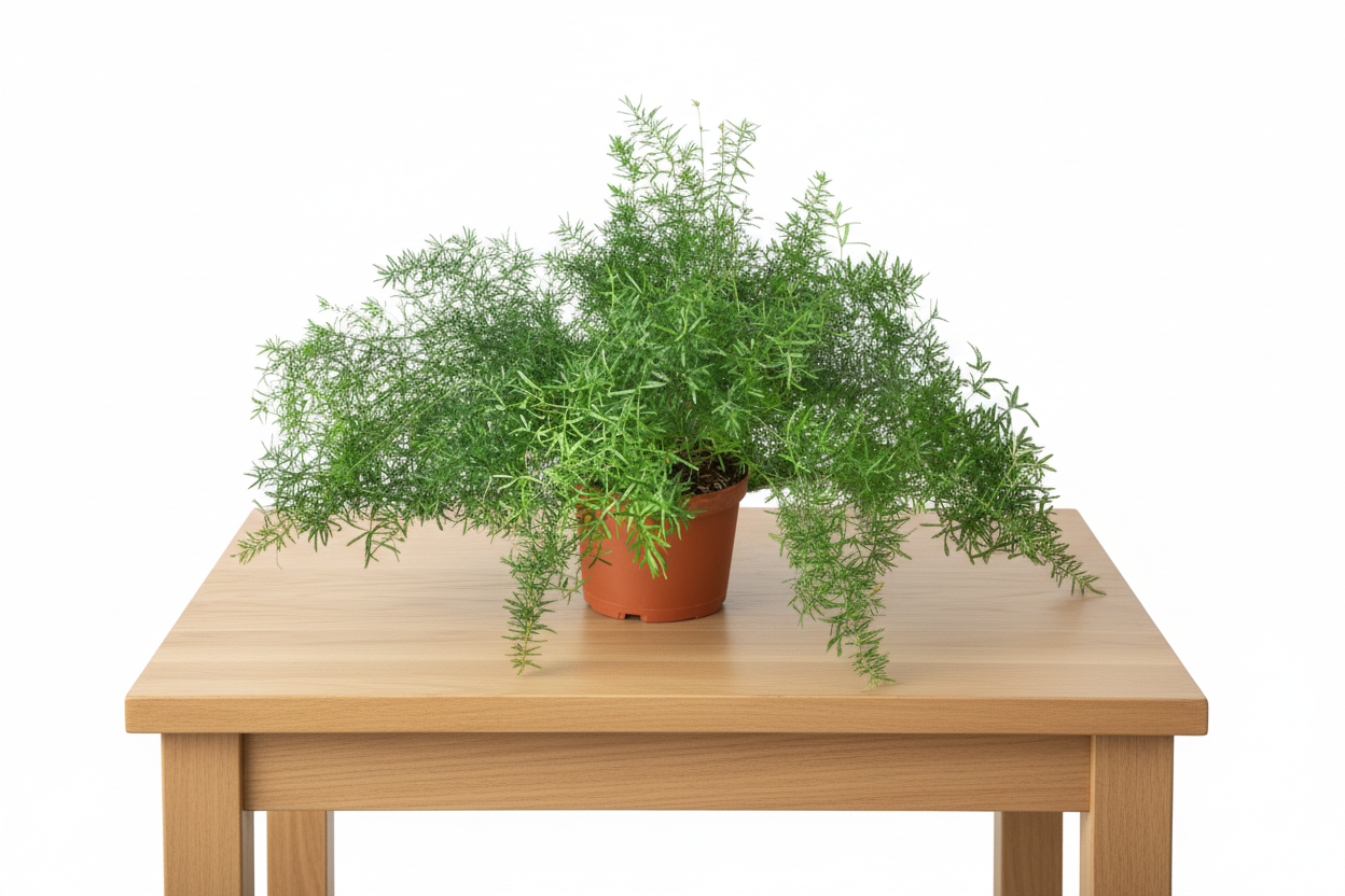 Potted plant with green leaves on a white background