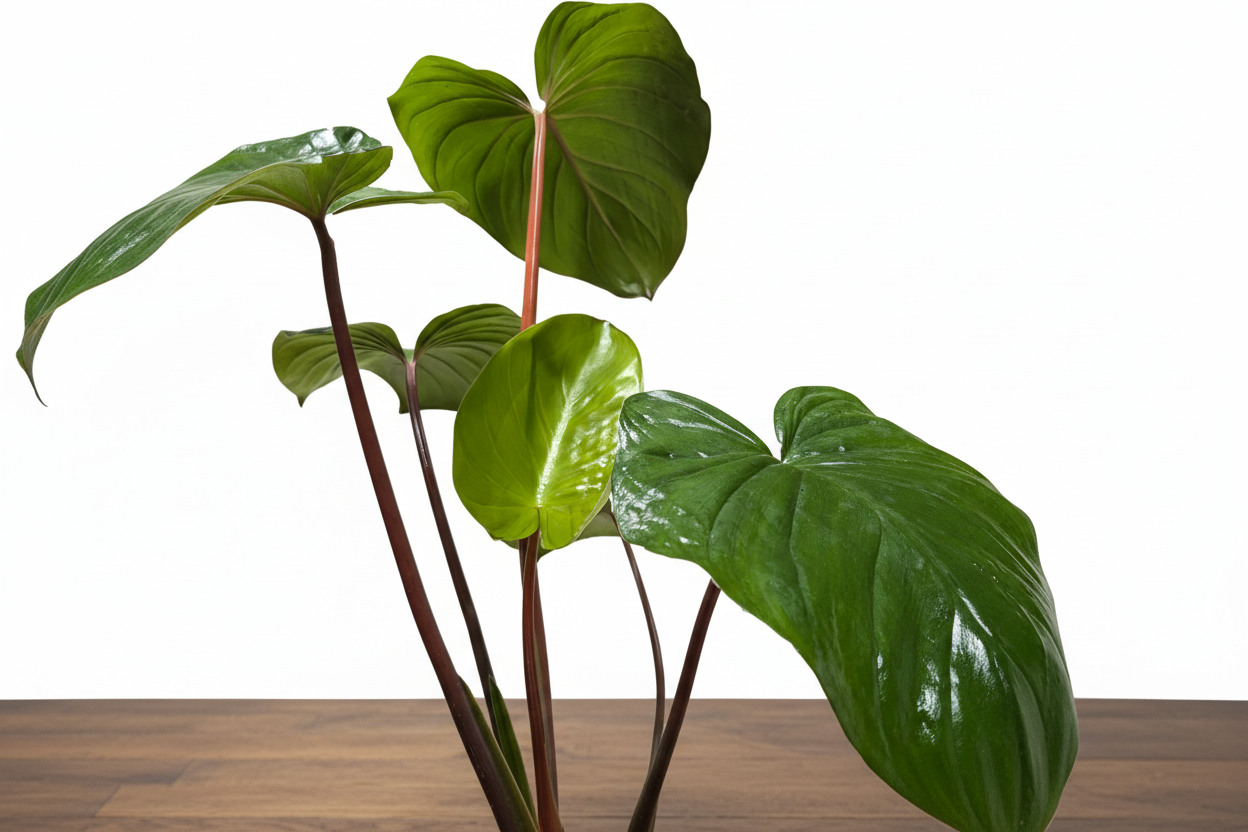 Close-up of green leaves with a white background