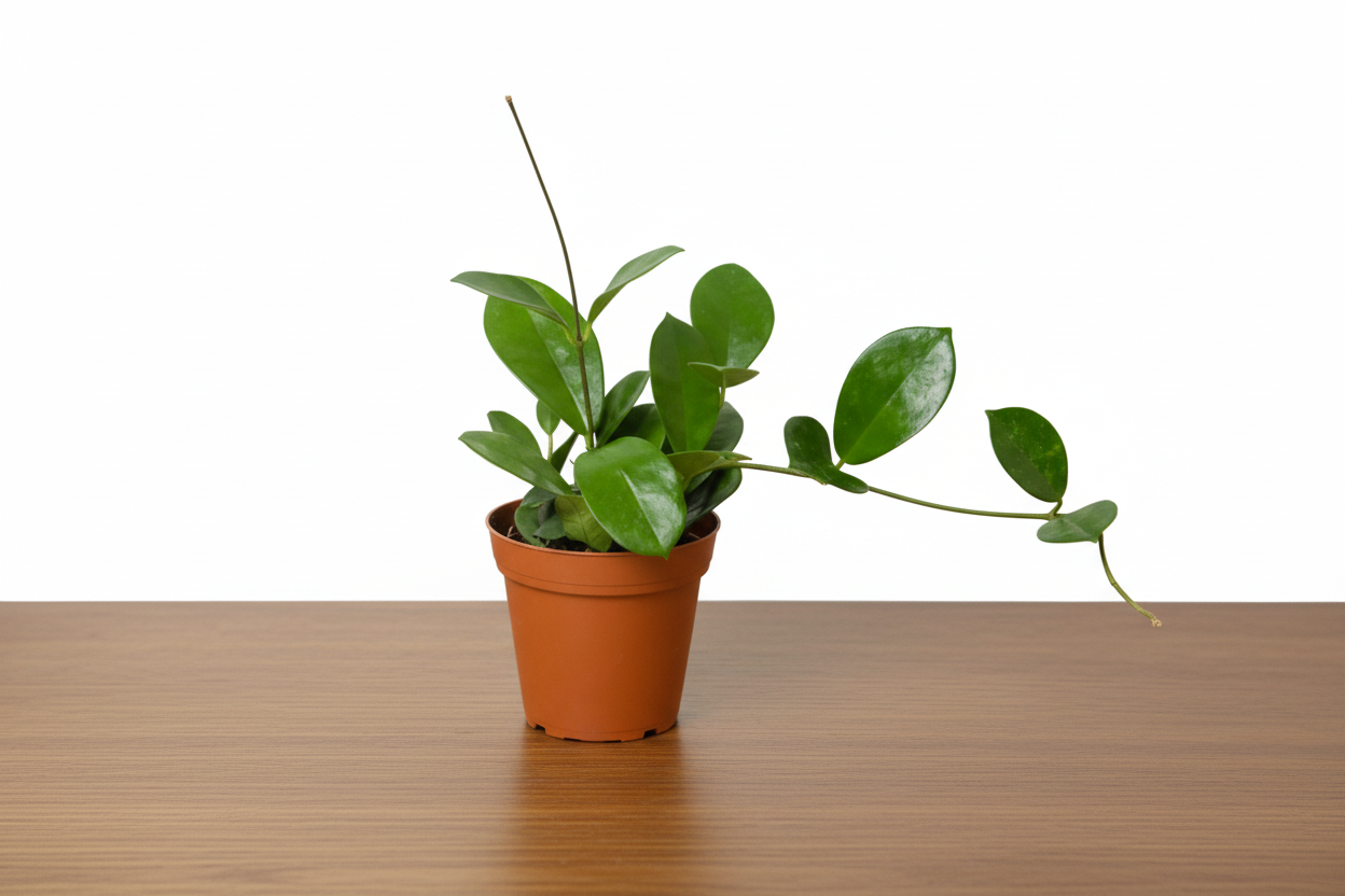 Potted plant with green leaves on a white background