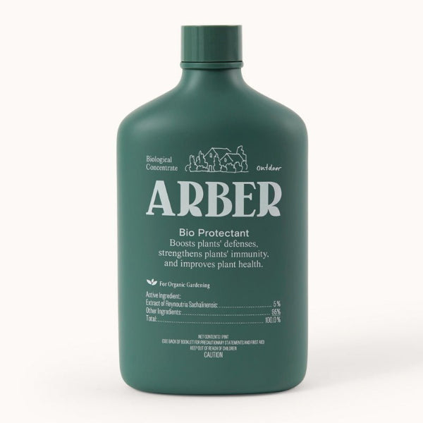 Dark green Arber Organic Bio Protectant bottle with white label text, 1 liter size.