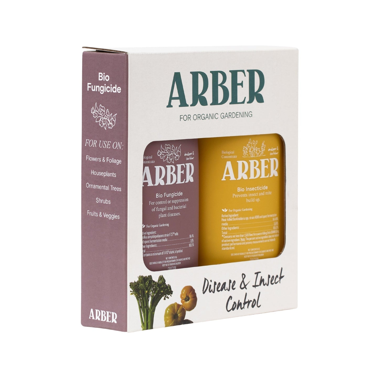Arber Organic Disease & Insect Control Starter Set with two 8oz concentrates in a white box.
